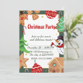 ヴィンテージグリーンとホワイトクリスマスパーティー 招待状 (スタンド正面)