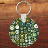 ヴィンテージグリーンとホワイト50年代抽象芸術アート キーホルダー (正面)