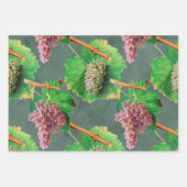 ヴィンテージグリーンと紫のブドウオンつる植物 ラッピングペーパーシート (正面2)