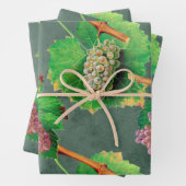 ヴィンテージグリーンと紫のブドウオンつる植物 ラッピングペーパーシート (インサイチュ)