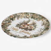 ヴィンテージグリーンと金ゴールドと白いクリスマスキャンドル ペーパープレート (アングル)