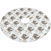 ヴィンテージグリーンと金ゴールドクリスマストナカイのキャリッジ ブラッシュドポリエステルツリースカート (アングル)