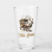 ヴィンテージグリーンと金ゴールドクリスマストナカイ タンブラーグラス (裏面)