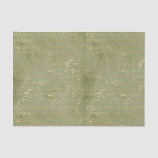 ヴィンテージグリーンと金ゴールドシート音楽 薄葉紙 (正面)