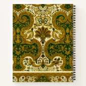 ヴィンテージグリーンと金ゴールドフローラルパターン ノートブック (裏面)