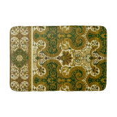 ヴィンテージグリーンと金ゴールドフローラルパターン バスマット (正面)
