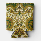 ヴィンテージグリーンと金ゴールドフローラルパターン 缶クーラー (正面)