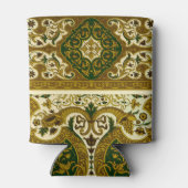 ヴィンテージグリーンと金ゴールドフローラルパターン 缶クーラー (裏面)