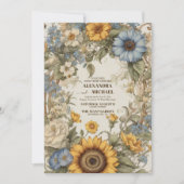 ヴィンテージグリーンと金ゴールド結婚ズアールヌーボーミュシャ 招待状 (正面)