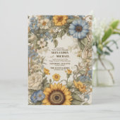 ヴィンテージグリーンと金ゴールド結婚ズアールヌーボーミュシャ 招待状 (スタンド正面)