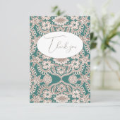 ヴィンテージグリーンのレース調フラットサンクスカード サンキューカード (スタンド正面)