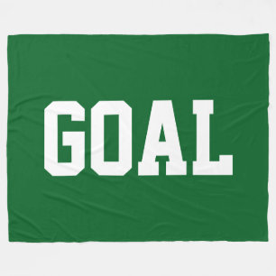 ヴィンテージグリーンの背景に白文字のGOAL スポーツ フリースブランケット