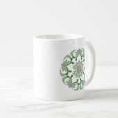 ヴィンテージグリーンの蓮の花模様 コーヒーマグカップ (正面右)