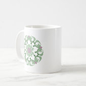 ヴィンテージグリーンの蓮の花模様 コーヒーマグカップ (正面左)