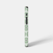 ヴィンテージグリーンの蓮の花模様 iPhoneケース (左側面)