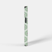 ヴィンテージグリーンの蓮の花模様 iPhoneケース (右側面)