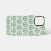 ヴィンテージグリーンの蓮の花模様 iPhoneケース (裏面横)