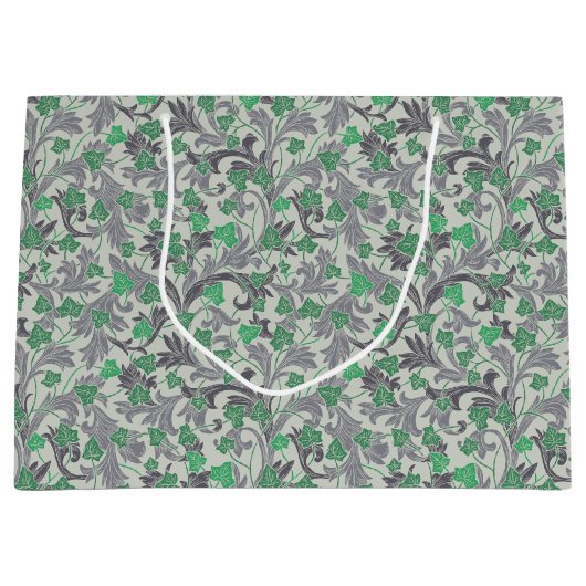 ヴィンテージグリーンアイビーつる植物がトレリスで成長 ラージペーパーバッグ (正面)