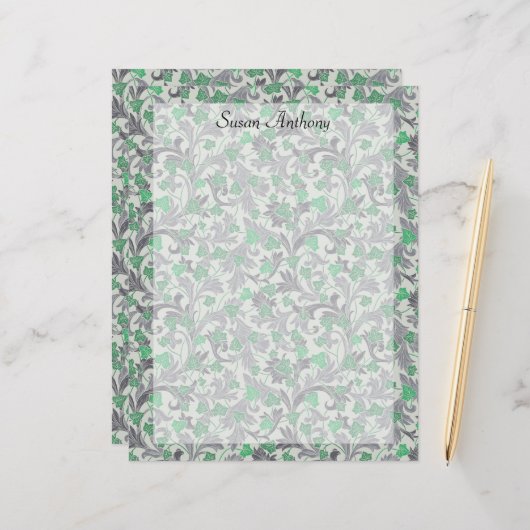 ヴィンテージグリーンアイビーつる植物がトレリス紙で成長 (正面/裏面インサイチュ)