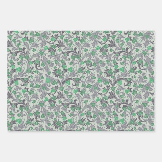 ヴィンテージグリーンアイビーつる植物オントレリス ラッピングペーパーシート (正面3)