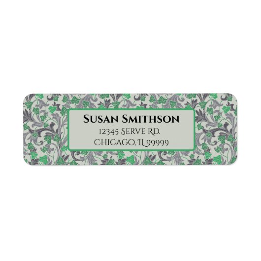 ヴィンテージグリーンアイビーつる植物栽培差出人住所 ラベル (正面)