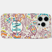 ヴィンテージグリーンアイボリープラムダマスクパーソナライズiPhone Case-Mate iPhoneケース (裏面 (横))