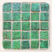 ヴィンテージグリーンアズレジョセラミックタイル スクエアペーパーコースター (正面)