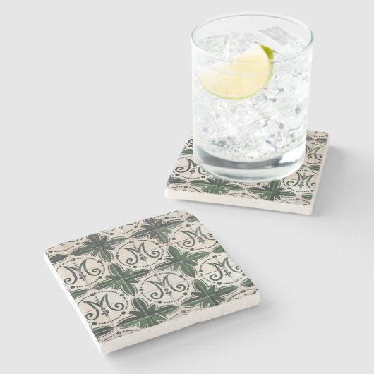 ヴィンテージグリーンアズレジ ストーンコースター (横)