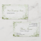 ヴィンテージグリーンアンティークフローラ 名刺 (正面/裏面)