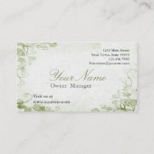 ヴィンテージグリーンアンティークフローラ 名刺 (裏面)