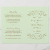 ヴィンテージグリーンアンティークフローリッシュ結婚式 プログラム (正面)