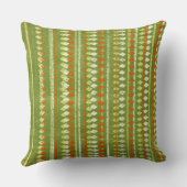 ヴィンテージグリーンアンドオレンジステンシルデザイン クッション (裏面)