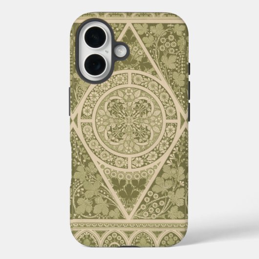 ヴィンテージグリーンアールヌーボーフローラルパターン Case-Mate iPhoneケース (裏面)