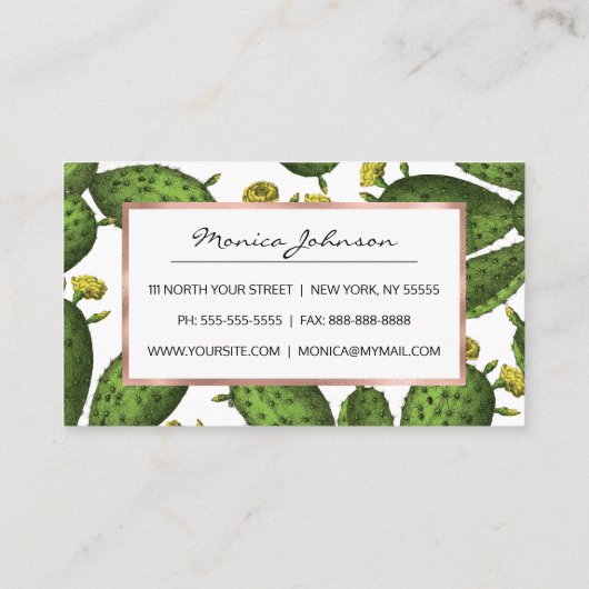 ヴィンテージグリーンイエローフローラサボテンのパターン 割引カード (裏面)