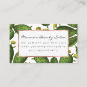 ヴィンテージグリーンイエローフローラサボテンのパターン 割引カード (正面)