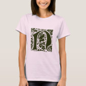 ヴィンテージグリーンウィリアム・モリス文字Nモノグラム Tシャツ (正面)