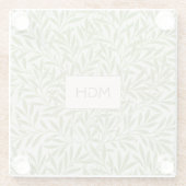 ヴィンテージグリーンウィロー葉ズモノグラムガラス ガラスコースター (裏面)