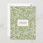 ヴィンテージグリーンウィロー葉ズモノグラム葉書 ポストカード (正面/裏面)