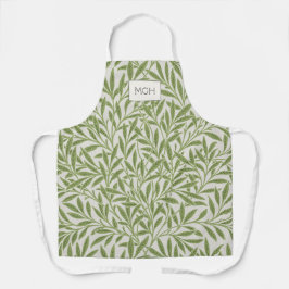 ヴィンテージグリーンウィロー葉ズモノグラム エプロン