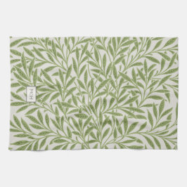 ヴィンテージグリーンウィロー葉ズモノグラム キッチンタオル