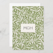 ヴィンテージグリーンウィロー葉ズモノグラム サンキューカード (正面/裏面)