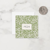 ヴィンテージグリーンウィロー葉ズモノグラム ノートカード (正面/裏面インサイチュ)