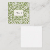 ヴィンテージグリーンウィロー葉ズモノグラム ノートカード (正面/裏面)