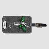 ヴィンテージグリーンウィングフェアリーアールデコ ラゲッジタグ (正面横)