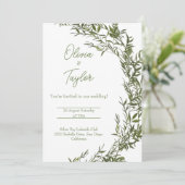 ヴィンテージグリーンウォーターカラー結婚式招待状 招待状 (スタンド正面)