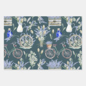 ヴィンテージグリーンウォーター色フローラ ラッピングペーパーシート (正面)