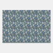 ヴィンテージグリーンウォーター色フローラ ラッピングペーパーシート (正面3)