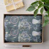 ヴィンテージグリーンウォーター色フローラ 薄葉紙 (ギフト)