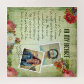 ヴィンテージグリーンウッドフローラロマンチックなラブレター ジグソーパズル (横)