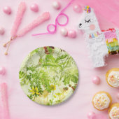 ヴィンテージグリーンウッドランド植物園葉の野草花 ペーパープレート (パーティー)